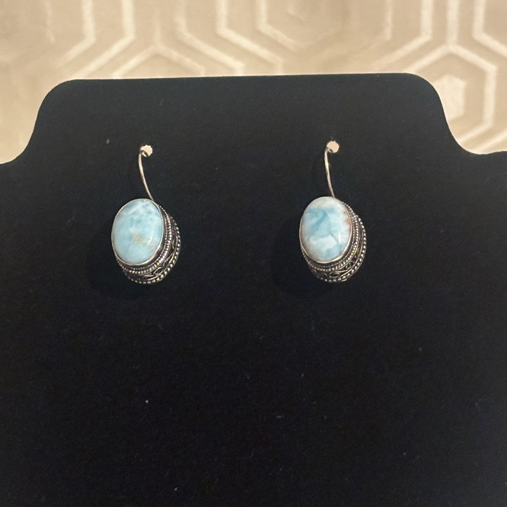 Elegant Silver and Blue Stone Earrings